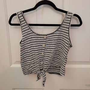 Caution to the Wind Striped Cropped Tank